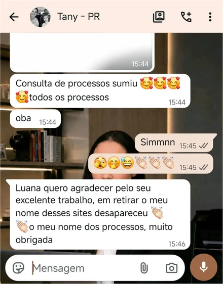 Depoimento de Tany, do Parana: todos os processos sumiram da consulta apos a remocao